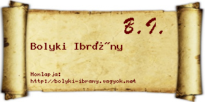Bolyki Ibrány névjegykártya